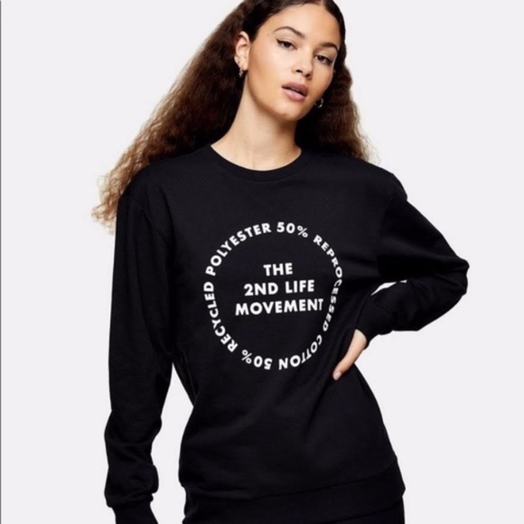 TopShop The 2nd Life Movement Sweatshirt Size 2 - Picture 1 of 6